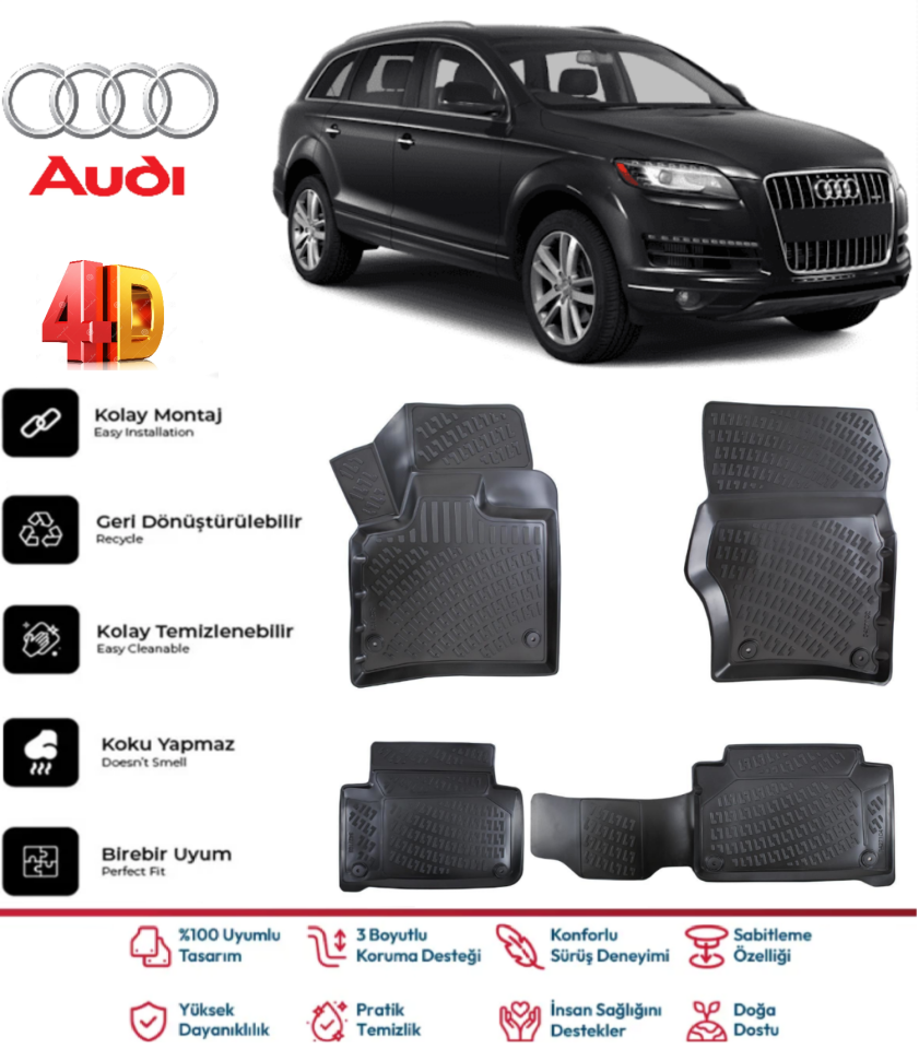 Audi Q7 2006-2015 4D Havuzlu Paspas Takımı