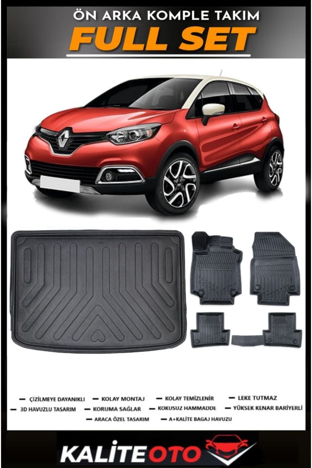 Renault Captur Bagaj Havuzu+4.5D Havuzlu Paspas Seti 2019 Model
