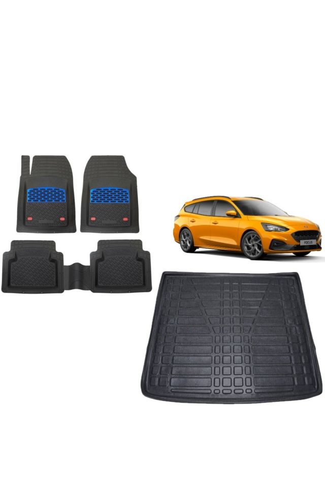 Ford Focus 4 STW ALT KISIM 2018 Model 3D Bagaj Havuzu+3D Havuzlu Safir Mavi Kromlu Paspas