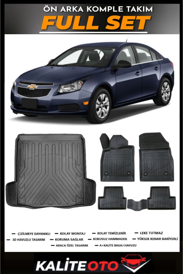 Chevrolet Cruze Sedan Bagaj Havuzu+4.5D Havuzlu Paspas Seti 2008 Model