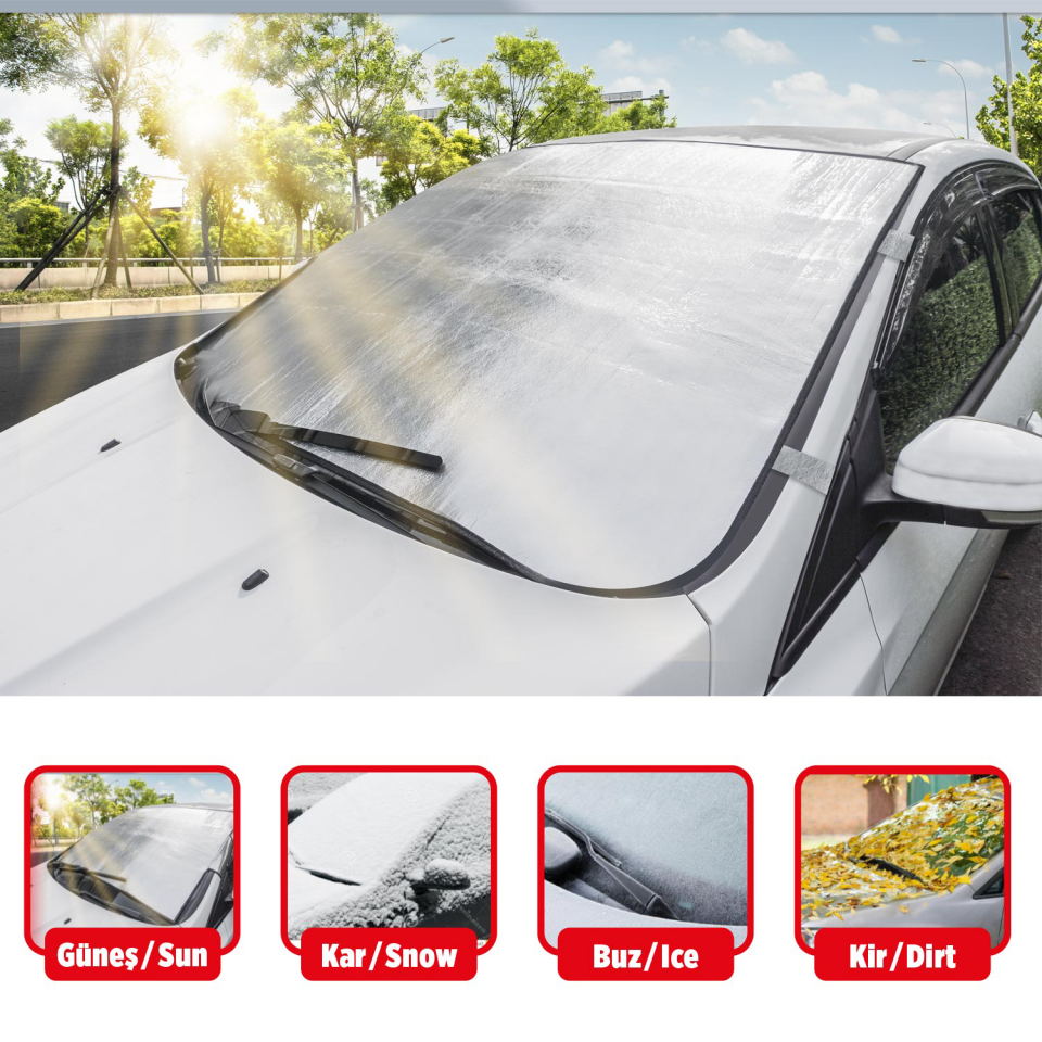 ÖN CAM KORUYUCU ÖRTÜ METALİZE 140X110CM 4 MEVSİM