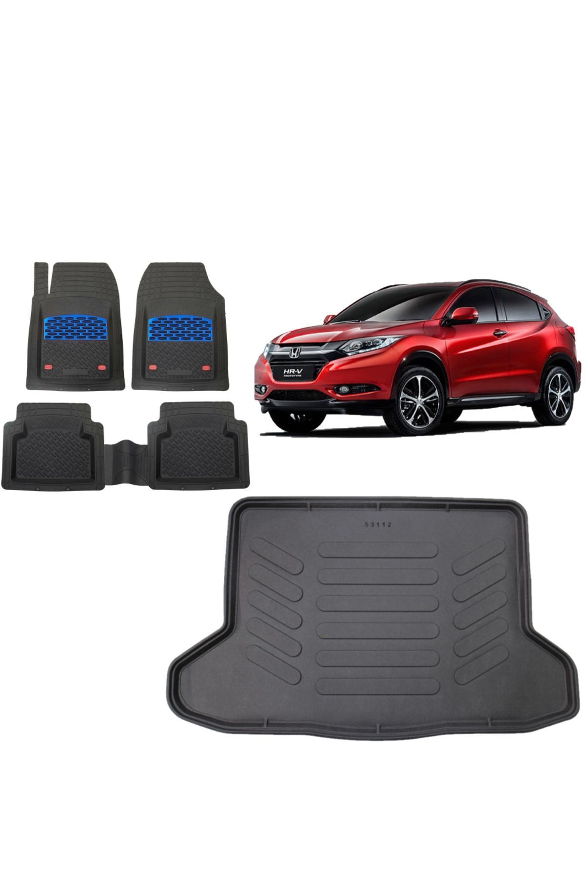 Honda HR-V 2021 Model Stepneli 3D Bagaj Havuzu+3D Havuzlu Safir Mavi Kromluu Paspas