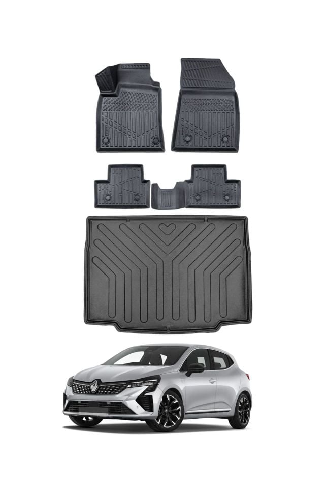 Renault Clio 5 2023 Model Bagaj Havuzu Araca Özel Siyah Paspas Takımı