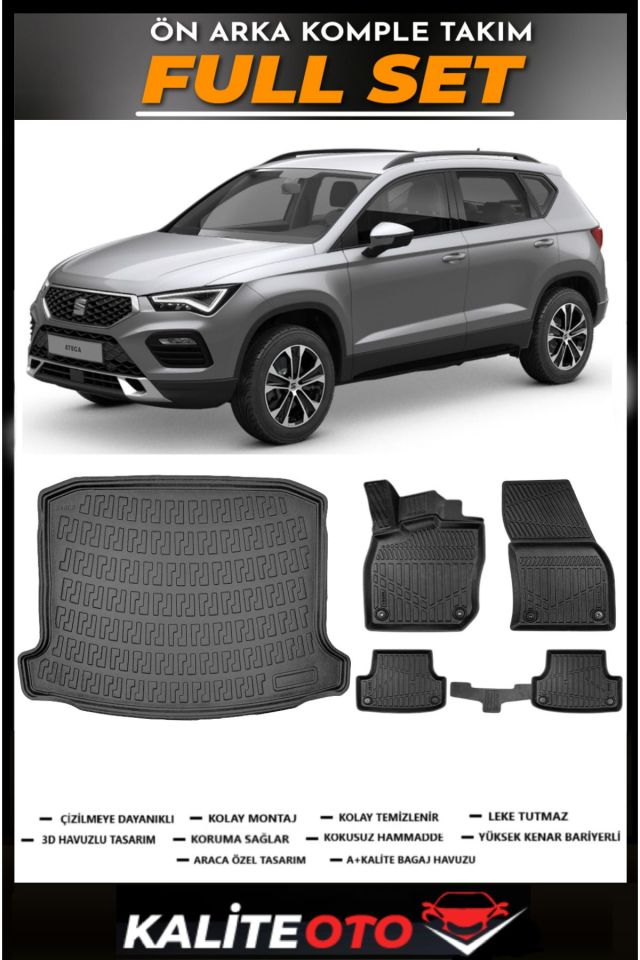 Seat Ateca 4x2 Bagaj Havuzu+4.5D Havuzlu Paspas Seti 2019 Model