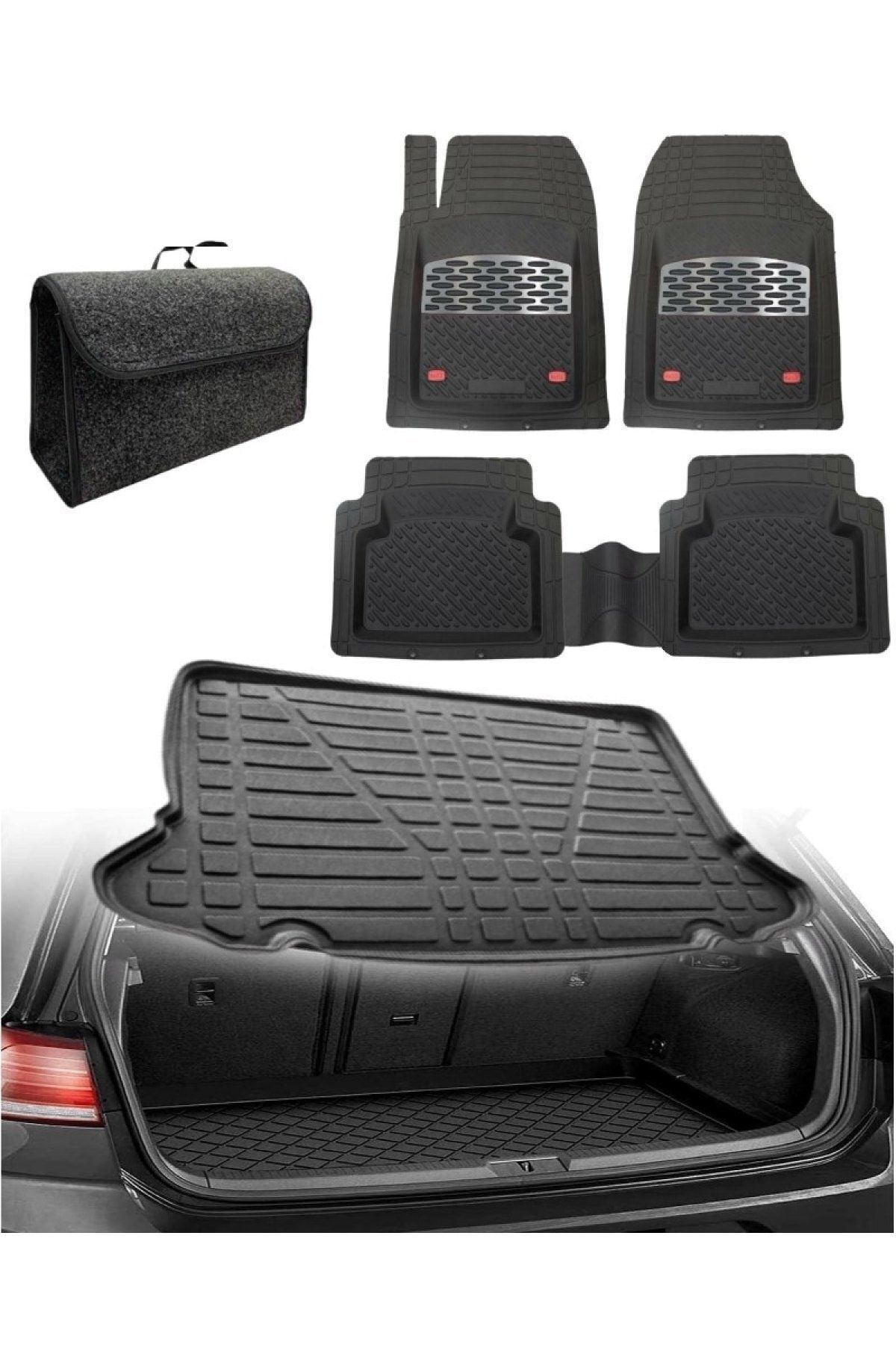 Leon 2005-2012 (ince Stepne) Uyumlu Kokusuz 3d Bagaj Havuzu+3d Safir Karbon Havuzlu Paspas