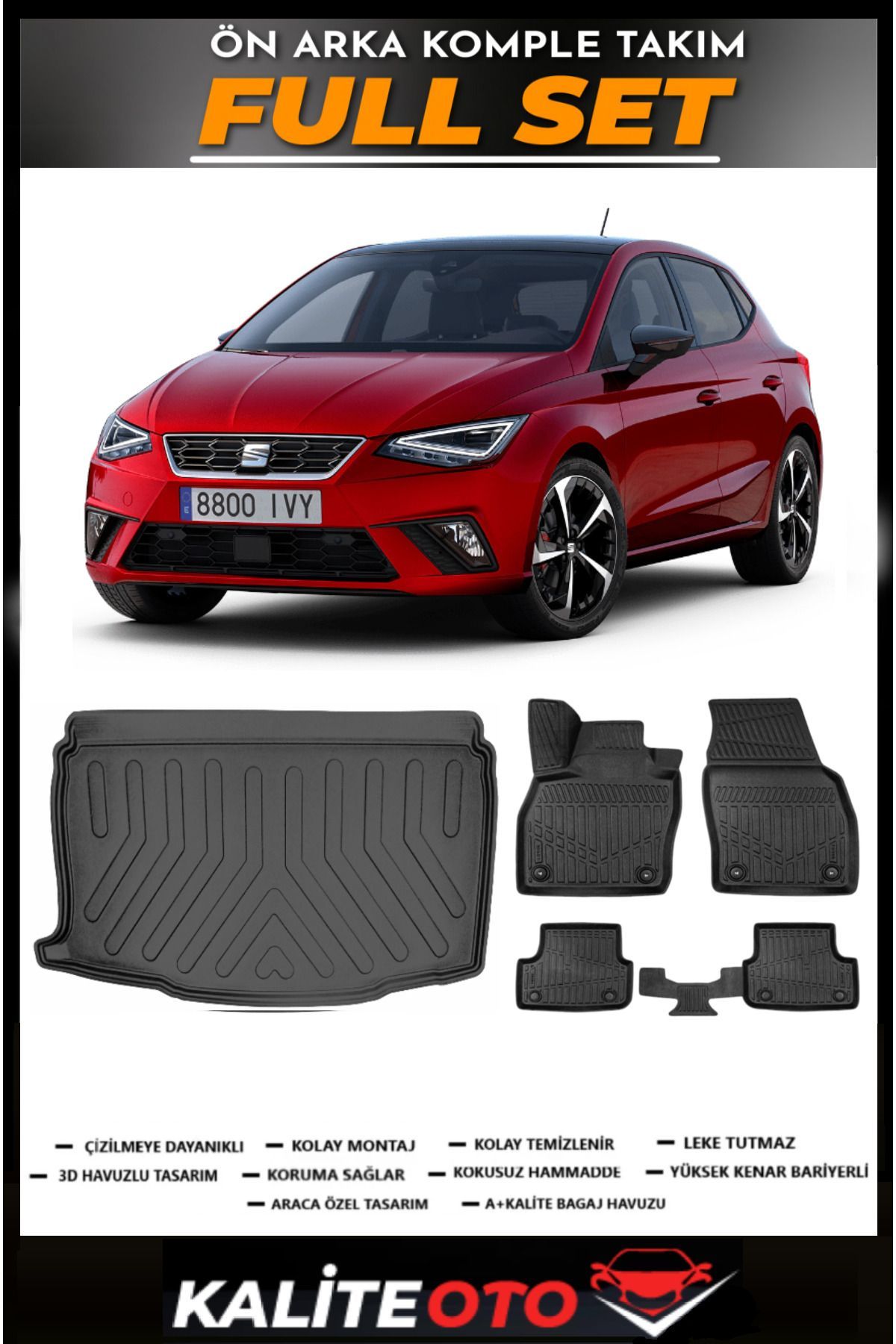 Seat İbiza Alt Bagaj Havuzu+4.5D Havuzlu Paspas Seti 2022 Model