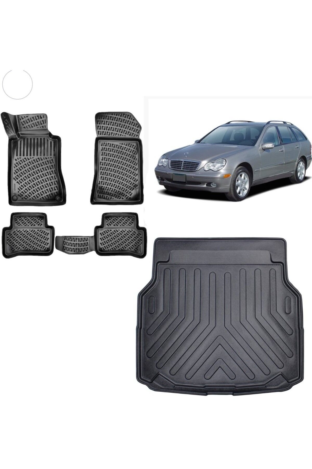 Mercedes C Seri W203 Station Vagon 2006 Bagaj Havuzu+3D Havuzlu Araca Özel Paspas Takımı