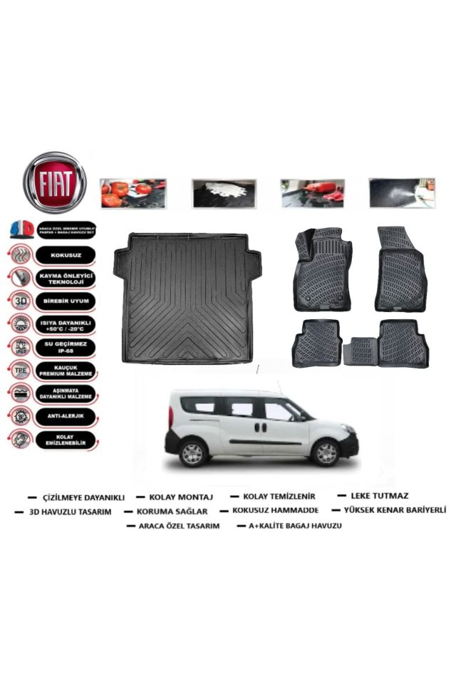 Fiat Doblo Maxi 2012 Model Bagaj Havuzu Araca Özel Paspas Takımı Prrox