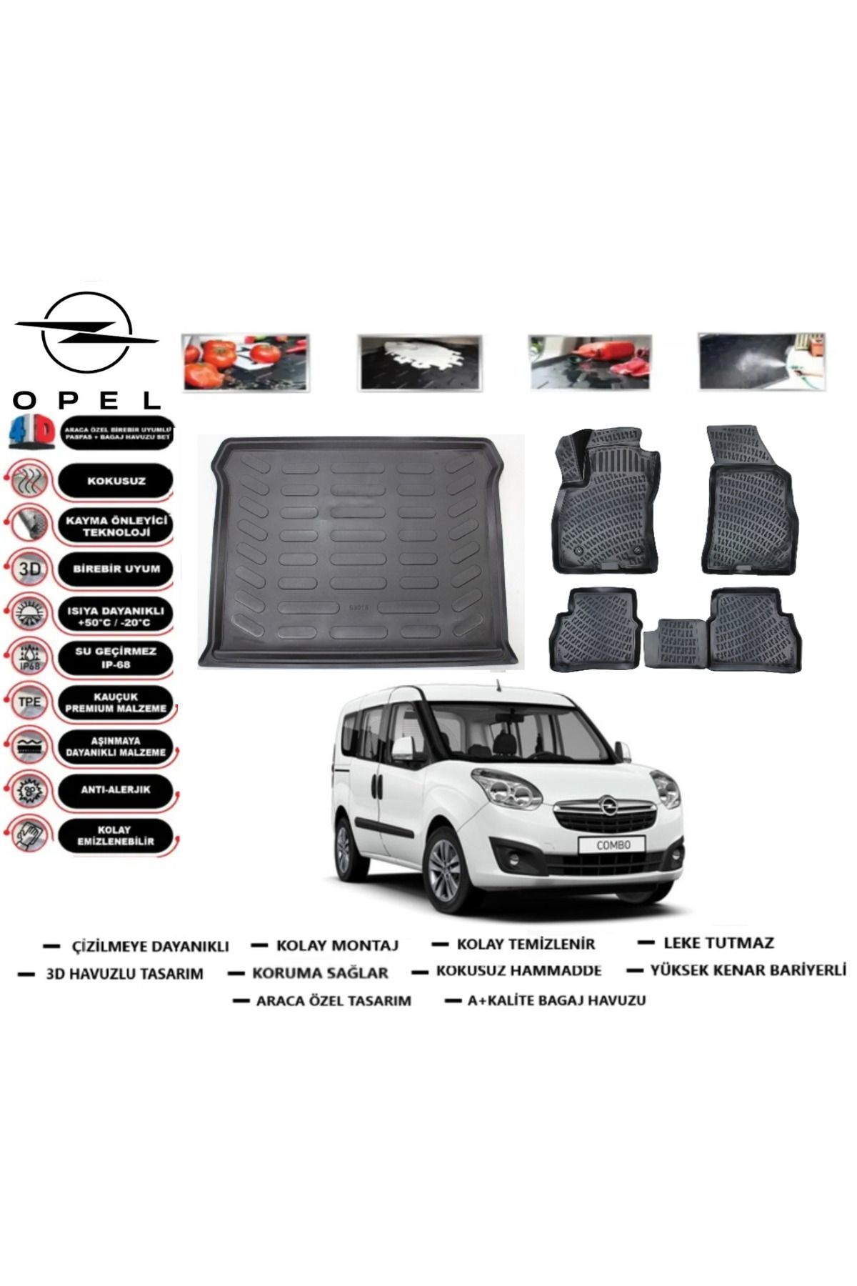 Opel Combo 2016 Model Bagaj Havuzu Araca Özel Paspas Takımı Prrox