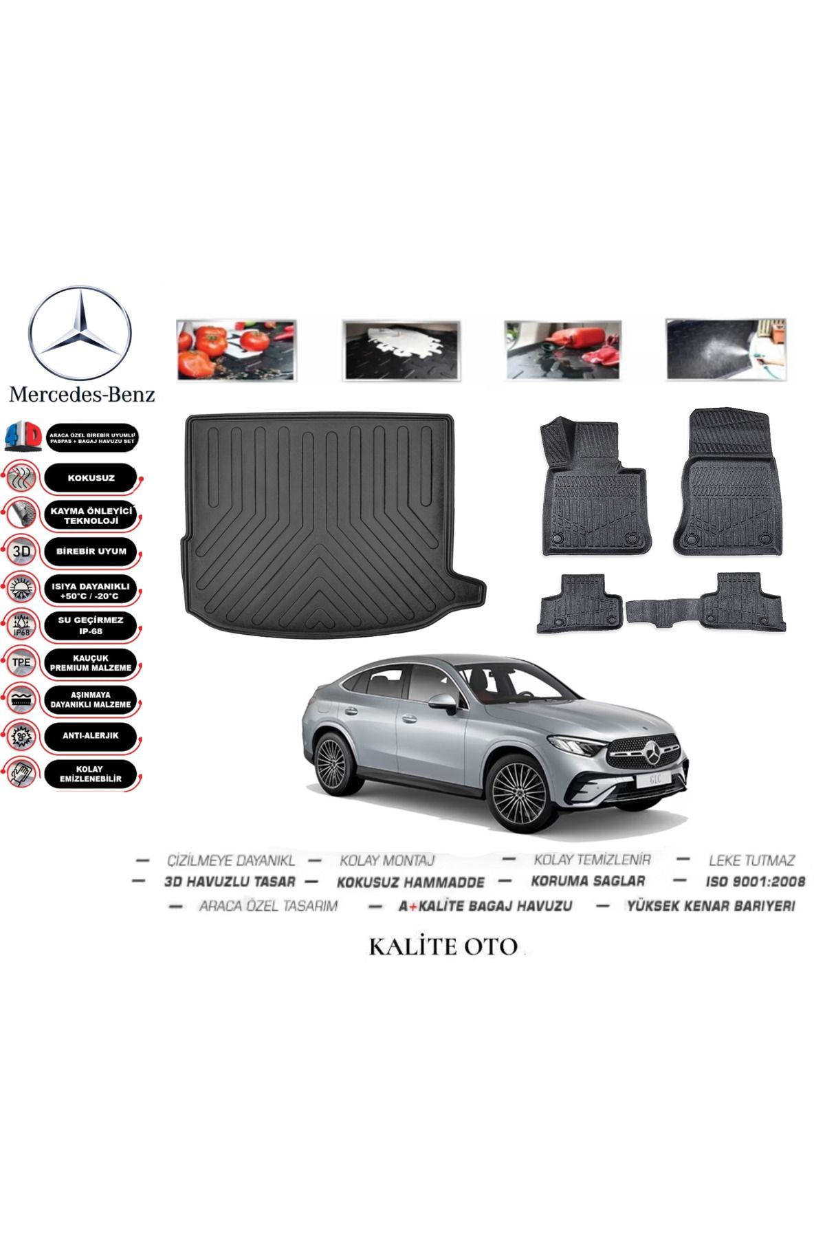 Mercedes GLC Coupe 2022 Model 3D Bagaj Havuzu+4D Havuzlu Paspas Seti