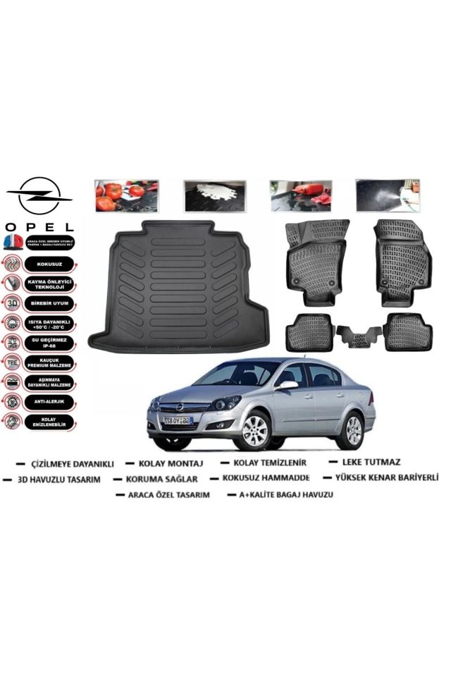 Opel Astra H Sedan 2011 Model Bagaj Havuzu Araca Özel Paspas Takımı Prrox