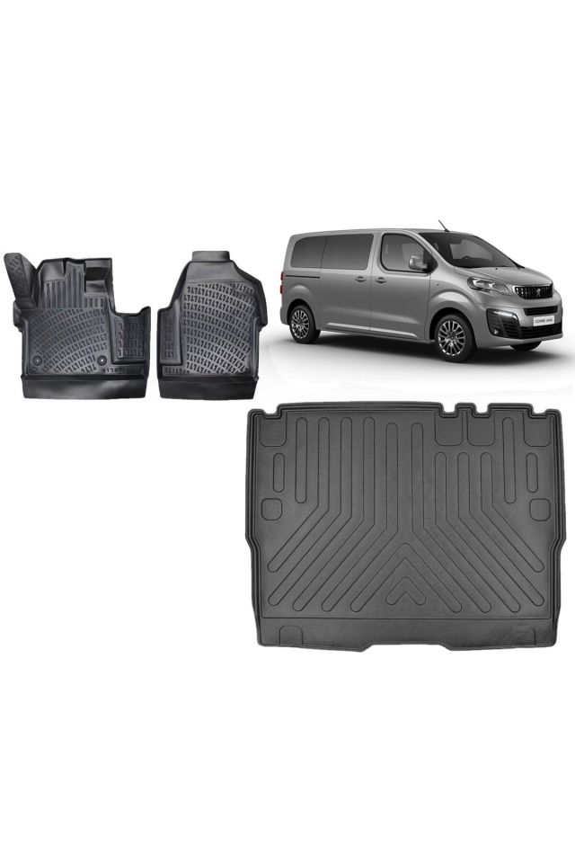 Peugeot Expert Traveller 8+1 2023 Model 3D Bagaj Havuzu+3D Havuzlu Araca Özel Paspas Takımı