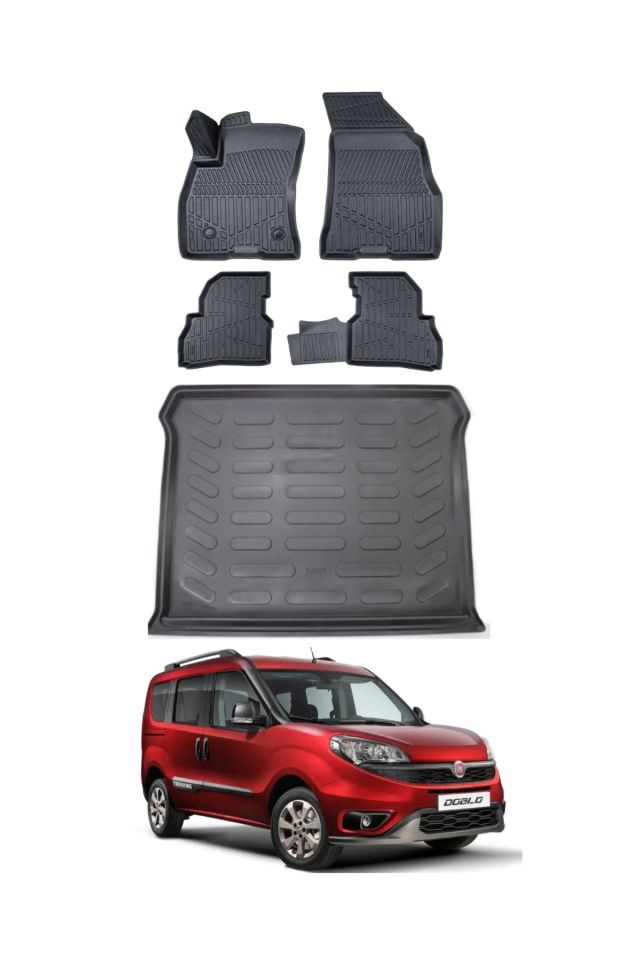 Fiat Doblo 2011 Model Bagaj Havuzu Araca Özel Siyah Paspas Takımı