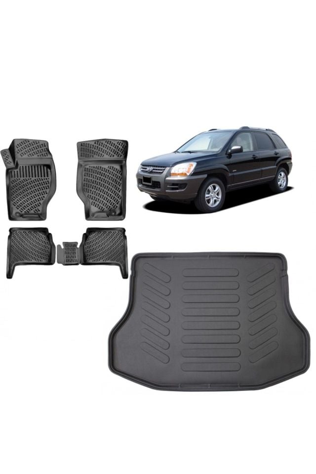 Kia Sorento 2007 Model 3D Bagaj Havuzu+3D Havuzlu Araca Özel Paspas Takımı