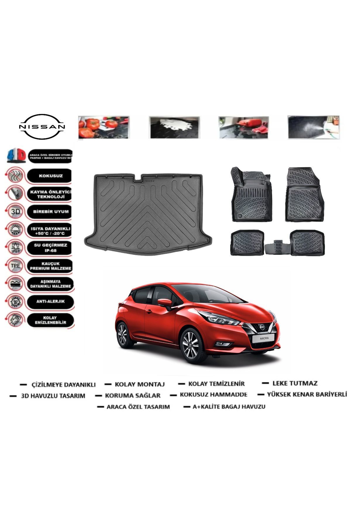 Nissan Micra 2025 Model Bagaj Havuzu Araca Özel Paspas Takımı Prrox