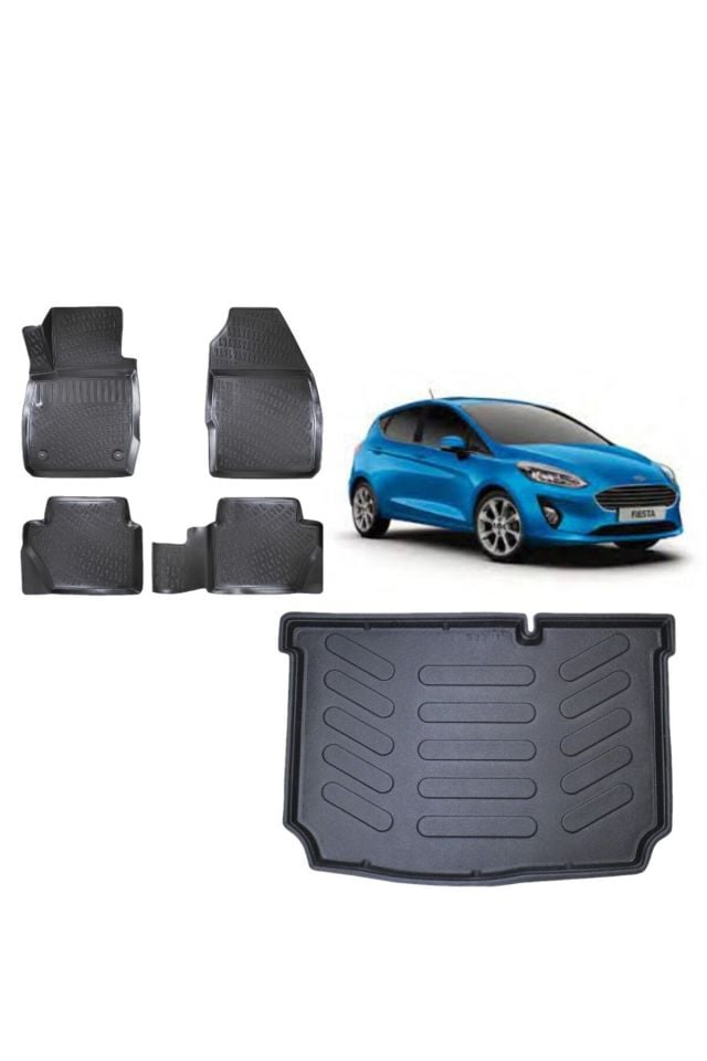 Fiesta 2021 Model 3D Bagaj Havuzu+3D Havuzlu Araca Özel Paspas Takımı