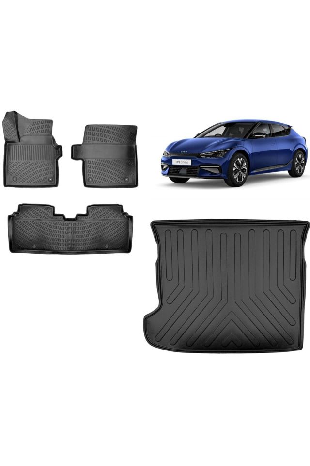 Kia EV6 2023 Model 3D Bagaj Havuzu+3D Havuzlu Araca Özel Paspas Takımı