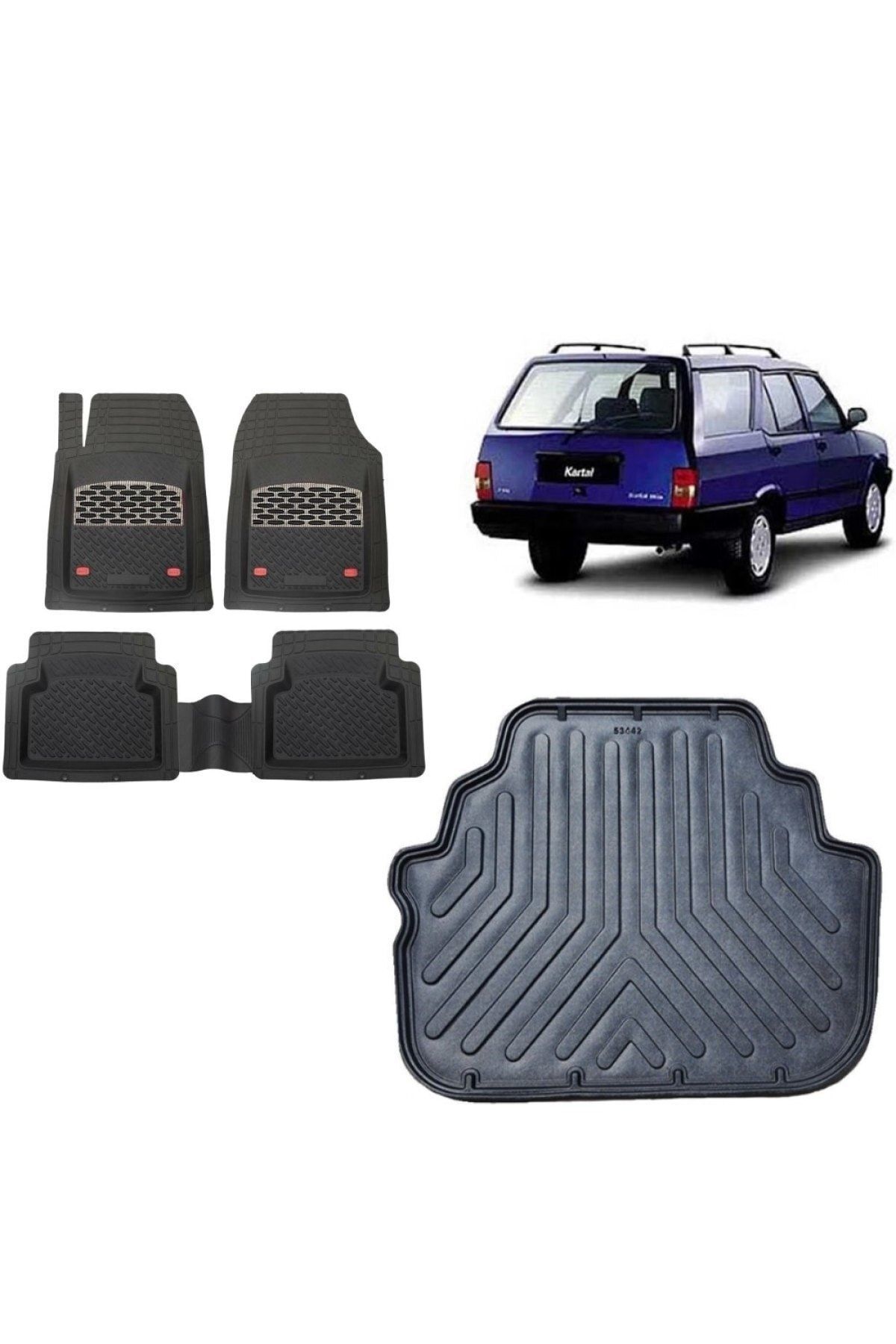 Tofaş Kartal 1997 Uyumlu Model 3d Bagaj Havuzu+3d Gri Kromlu Havuzlu Paspas Takımı