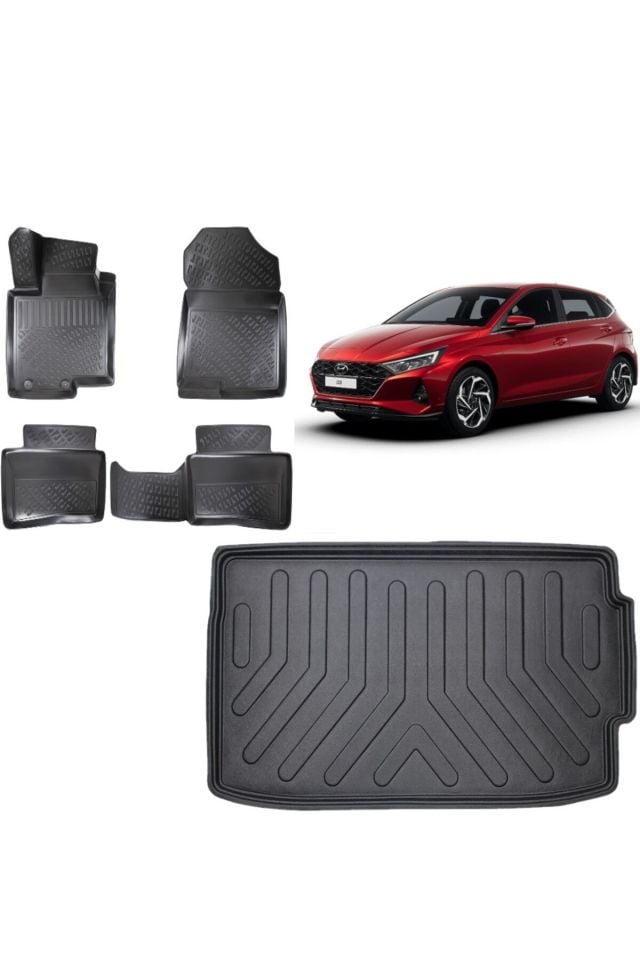 Hyundai i20 2022 Model Elite Plus ÜST Kademe 3D Bagaj Havuzu+3D Havuzlu Araca Özel Paspas Takımı