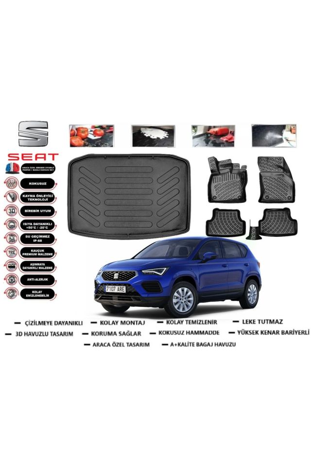 Seat Ateca 4x4 2018 Model Bagaj Havuzu Araca Özel Paspas Takımı Prrox