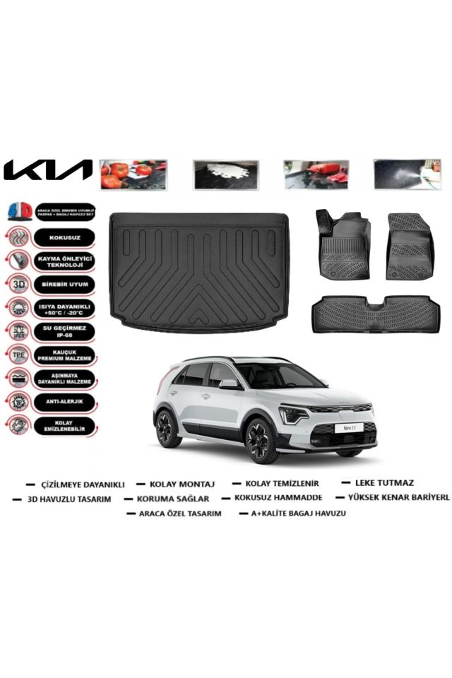 Kia Niro Elektrikli Elegance Paket 2025 Model Bagaj Havuzu Araca Özel Paspas Takımı Prrox