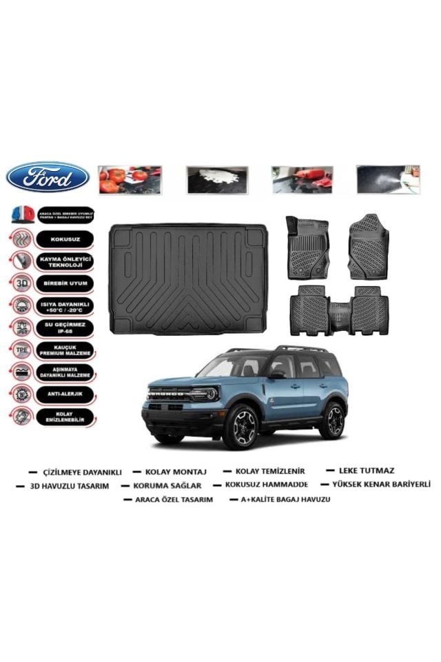 Ford Bronco Sport 2022 Model Üst Bagaj Havuzu Araca Özel Paspas Takımı Prrox