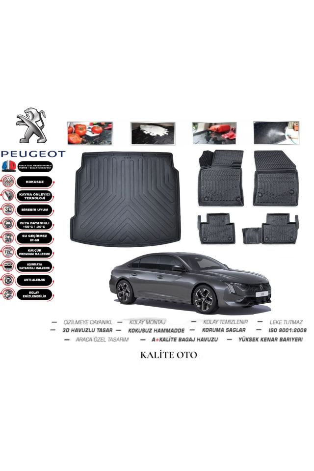Peugeot 508 2020 Model 3D Bagaj Havuzu+4D Havuzlu Paspas Setii