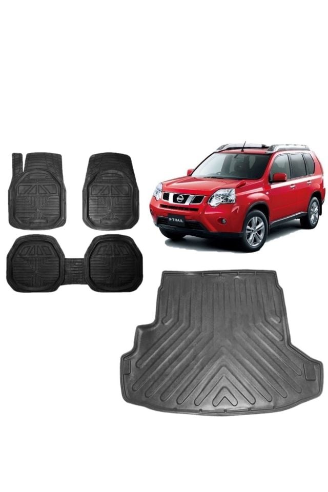 Nissan Xtrail 2012 Model 3D Bagaj Havuzu+3D Havuzlu Araca Özel Paspas Takımı