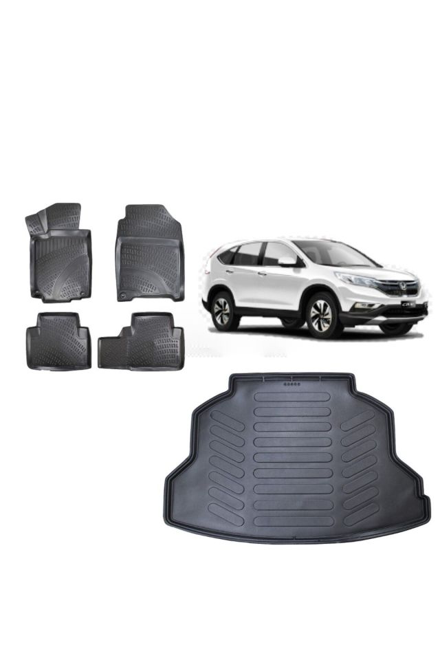 Honda CRV 2015 Model 3D Bagaj Havuzu+3D Havuzlu Araca Özel Paspas Takımı