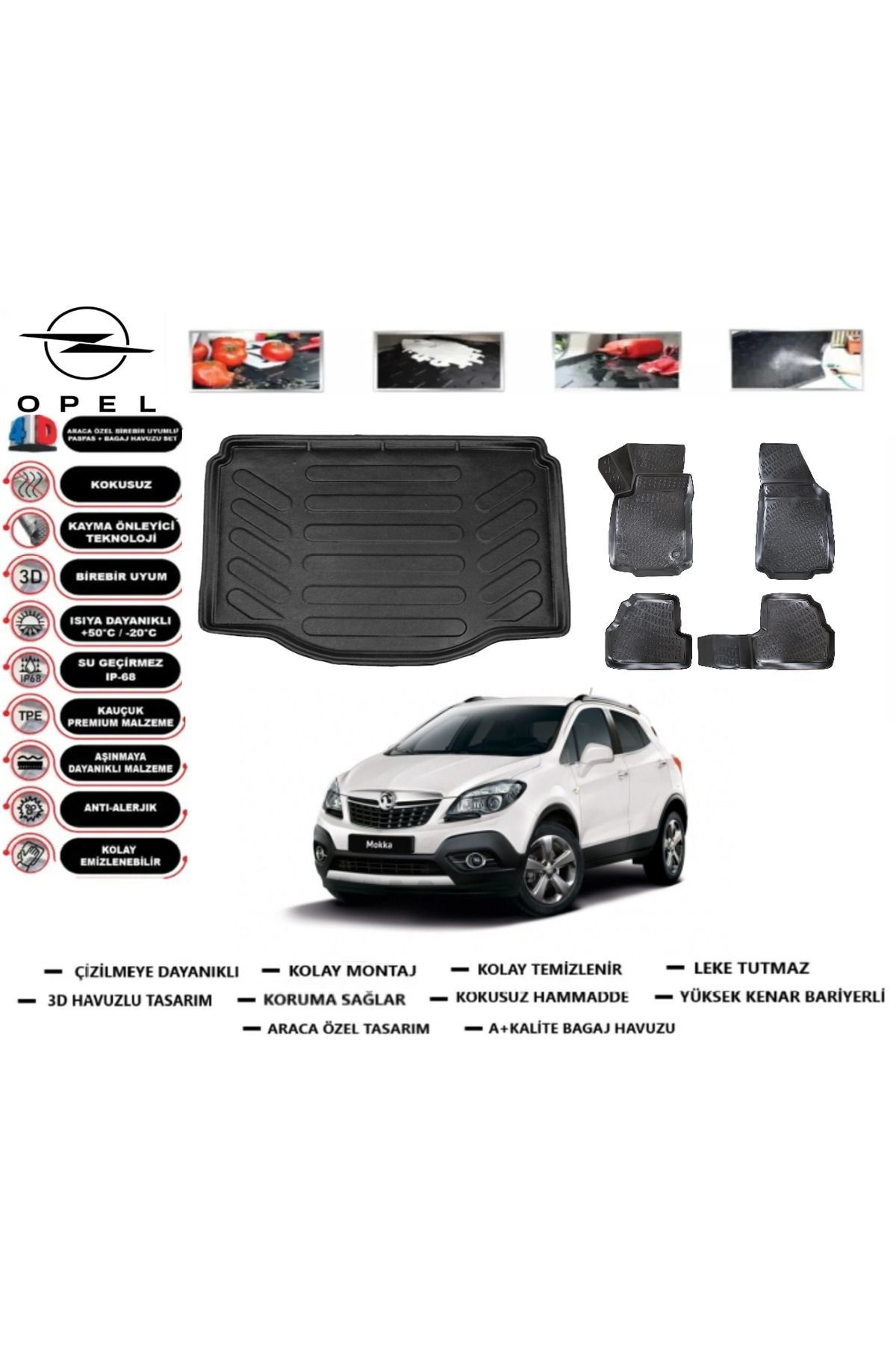 Opel Mokka 2017 Model Bagaj Havuzu Araca Özel Paspas Takımı Prrox