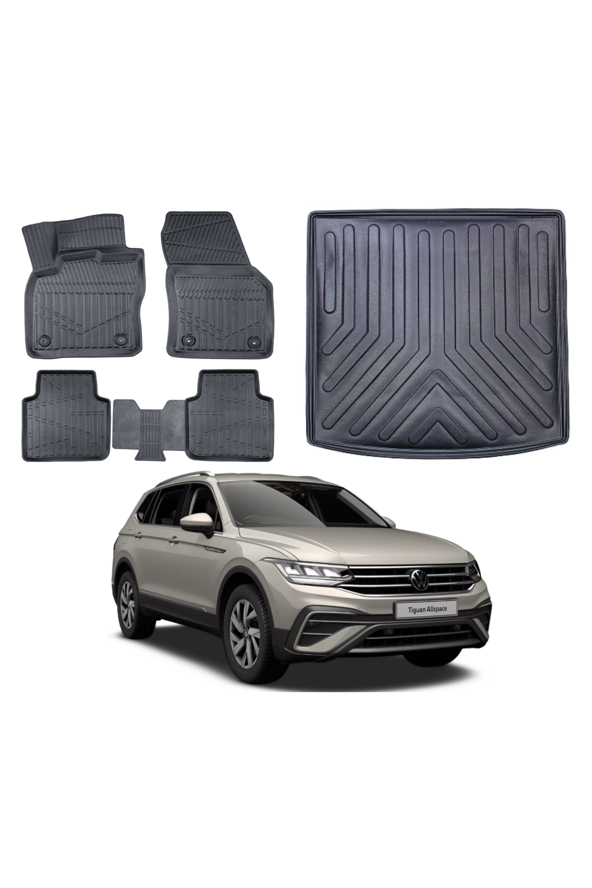 Tiguan All Space 5 Koltuk 2016 Sonrası Bagaj Havuzu+3D Araca Özel Paspas Takımı