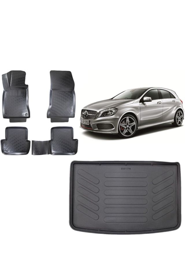 Mercedes A Serisi W176 2014 Model 3D Bagaj Havuzu+3D Havuzlu Araca Özel Paspas Takımı