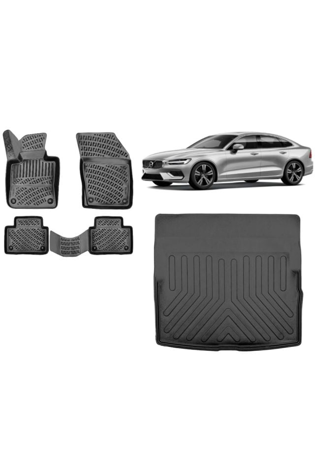 Volvo S60 2019 Model 3D Bagaj Havuzu+3D Havuzlu Araca Özel Paspas Takımı