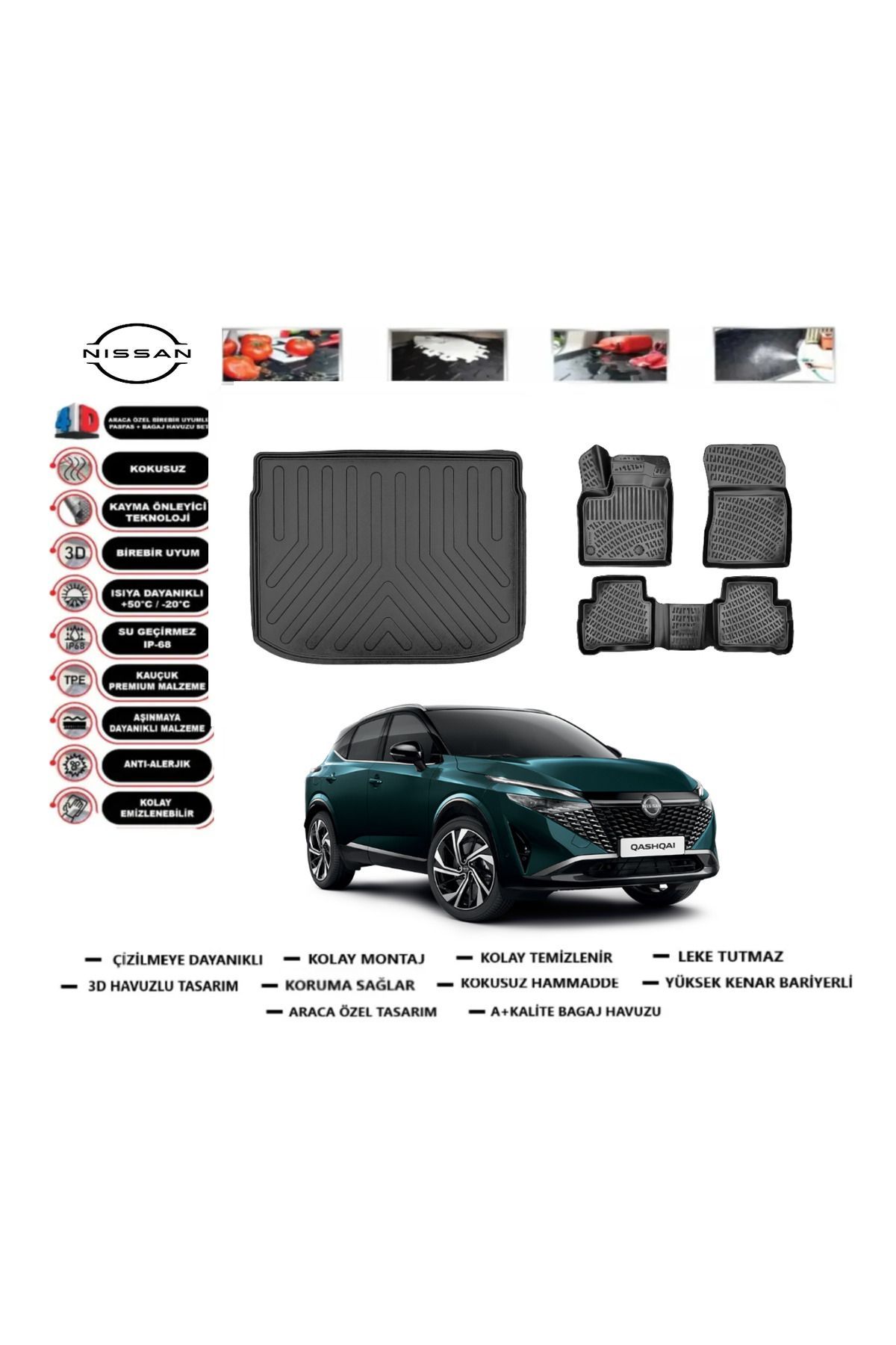 Nissan Qashqai 2023 Model Üst Bagaj Havuzu Araca Özel Paspas Takımı Prrox