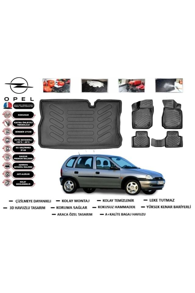 Opel Corsa B 1993 Model Bagaj Havuzu Araca Özel Paspas Takımı Flex