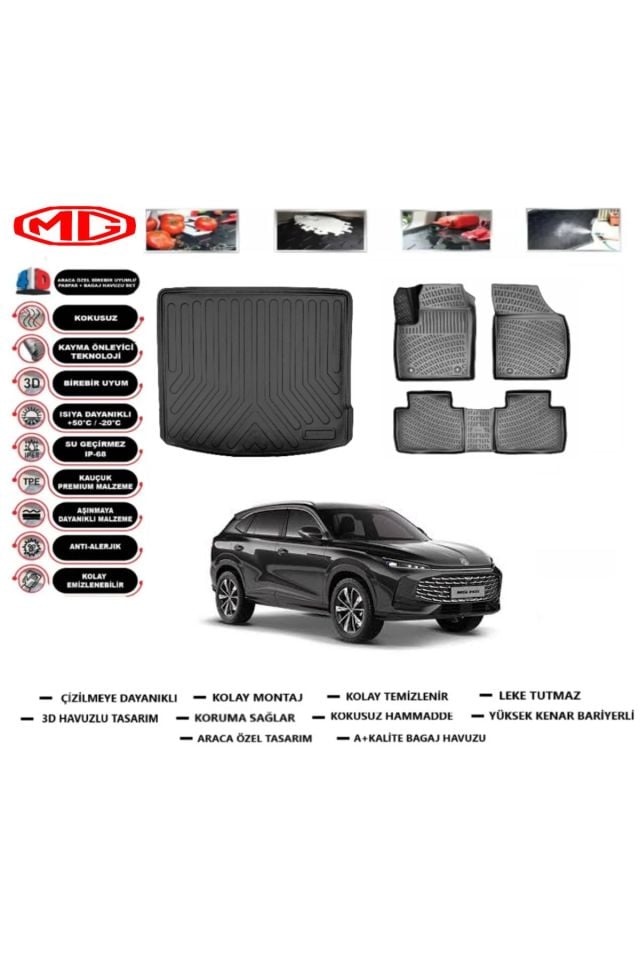 MG HS Hybrid 2020 Model Bagaj Havuzu Araca Özel Paspas Takımı Prrox