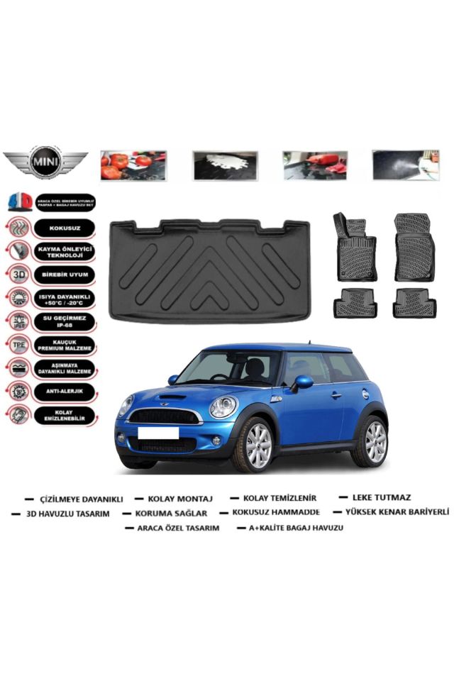 Mini Cooper R56 2008 Model Bagaj Havuzu Araca Özel Paspas Takımı Prrox