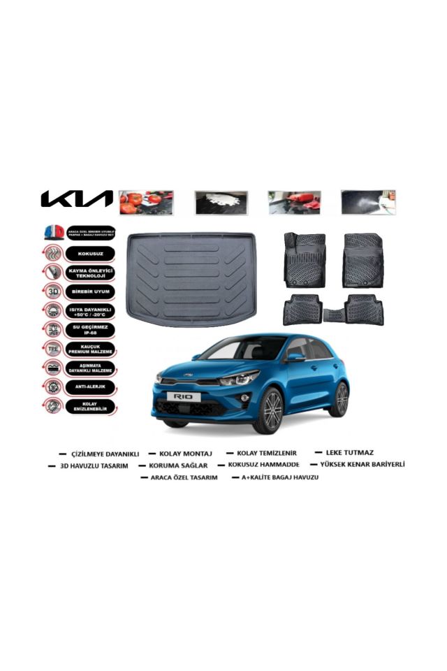 Kia Rio HB 2021 Model Bagaj Havuzu Araca Özel Paspas Takımı Prrox