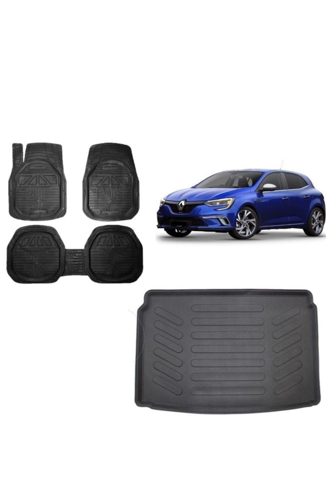Renault Megane 4 Hatchback 2020 Model 3D Bagaj Havuzu+3D Havuzlu Araca Özel Paspas Takımı