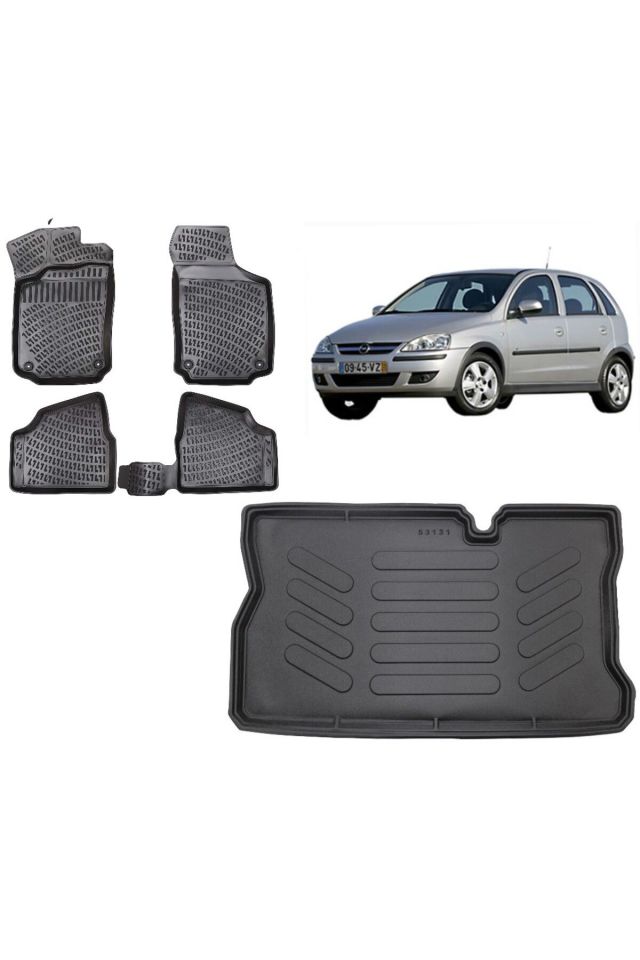 Opel Corsa C 2003 Model 3D Bagaj Havuzu+3D Havuzlu Araca Özel Paspas Takımı