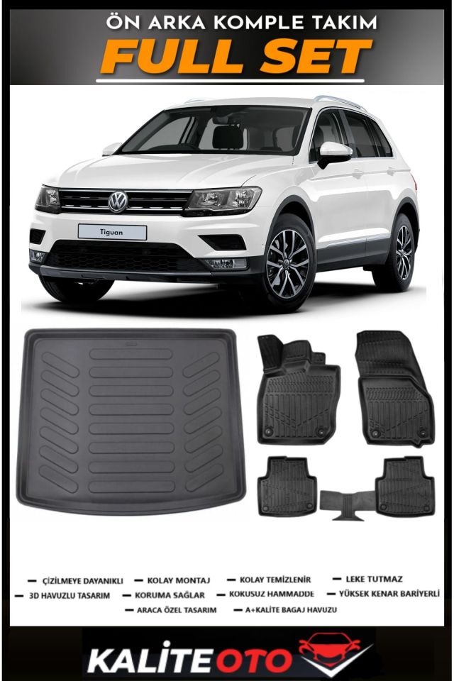 Volkswagen Tiguan Üst Bagaj Havuzu+4.5D Havuzlu Paspas Seti 2016 Model