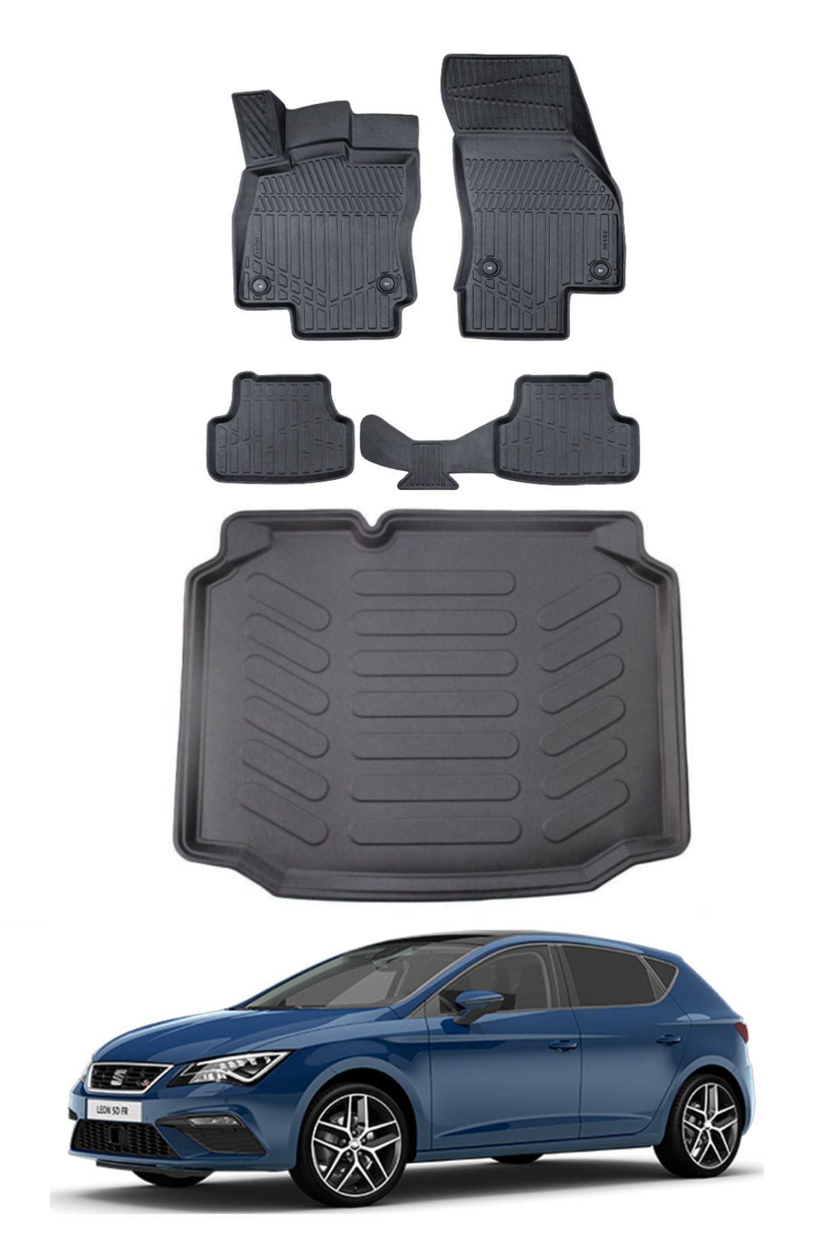 Seat Leon 2018 Model Bagaj Havuzu Araca Özel Siyah Paspas Takımı