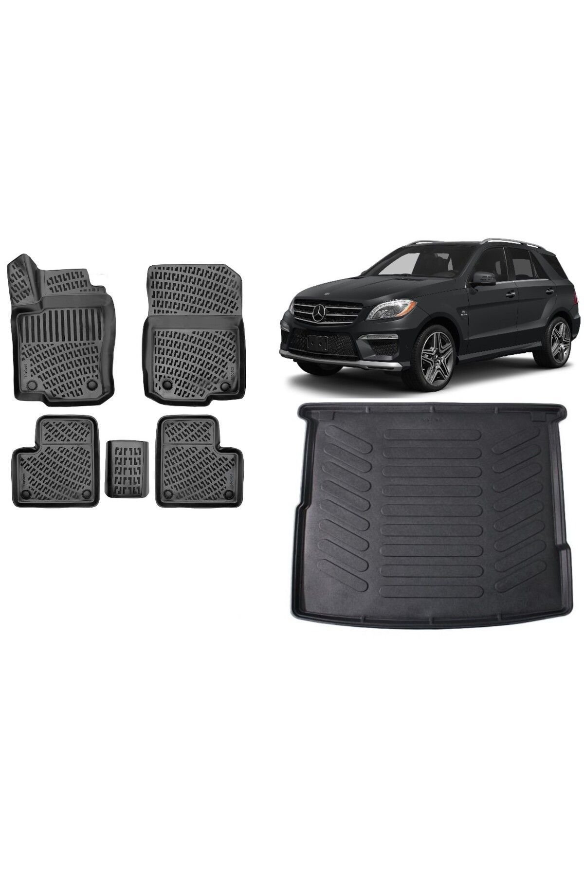 Mercedes ML Serisi 2012 Model 3D Bagaj Havuzu+3D Havuzlu Araca Özel Paspas Takımı