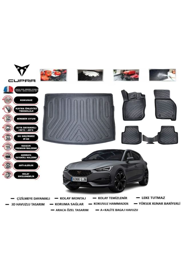 Cupra Leon 2025 Model Ses Sistemli Üst Bagaj Havuzu Araca Özel Paspas Takımı Prrox