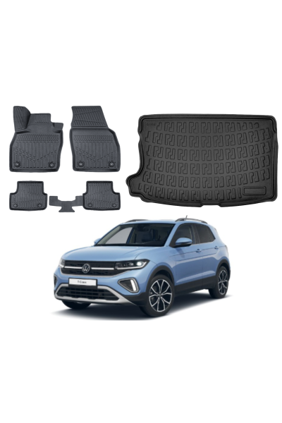 Volkswagen T-Cross 2019 Sonrası 3D Üst Bagaj Havuzu+3D Araca Özel Paspas Takımı Luxury Serisi