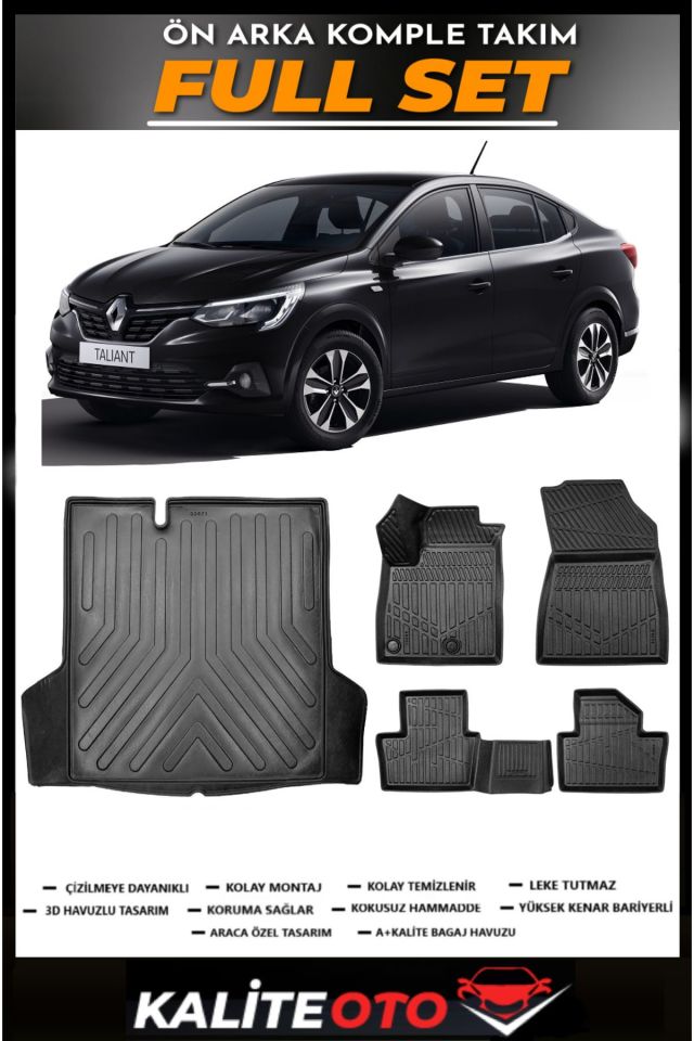 Renault Taliant Bagaj Havuzu+4.5D Havuzlu Paspas Seti 2023 Model
