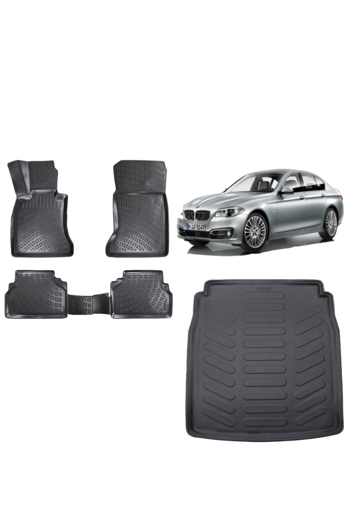 Bmw 5 Serisi F10 2016 Model 3D Bagaj Havuzu+3D Havuzlu Araca Özel Paspas Takımı