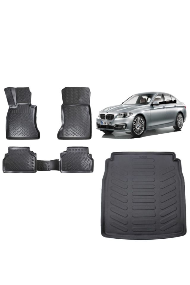 Bmw 5 Serisi F10 2016 Model 3D Bagaj Havuzu+3D Havuzlu Araca Özel Paspas Takımı