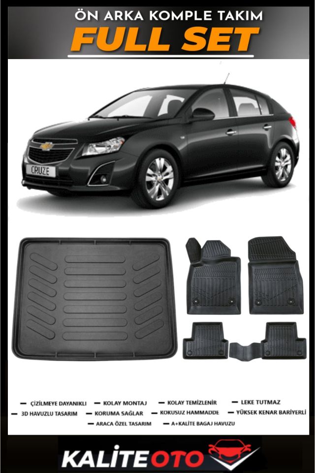Chevrolet Cruze Hatchback Bagaj Havuzu+4.5D Havuzlu Paspas Seti 2012 Model