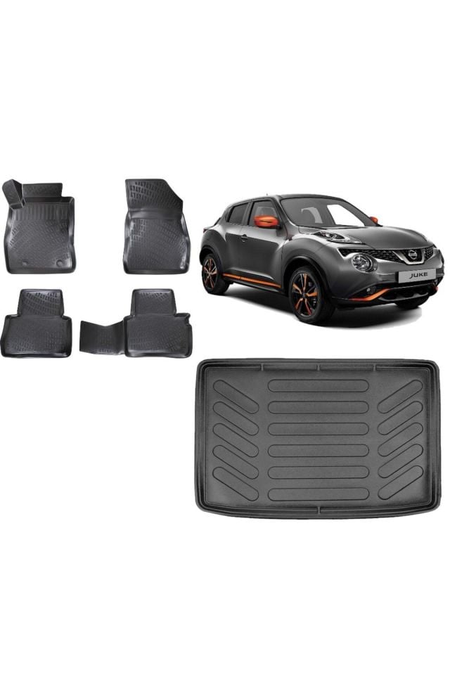 Nissan Juke 2018 Model Alt Kademe 3D Bagaj Havuzu+3D Havuzlu Araca Özel Paspas Takımı